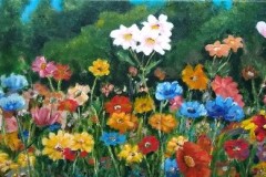 Veldbloemen, 30x60, acryl, verkocht
